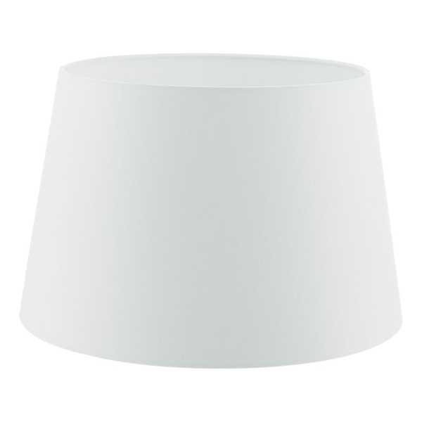 Cezanne White Faux Silk Tapered Drum, White Rectangular Tapered Table Lamp Shade 35cm